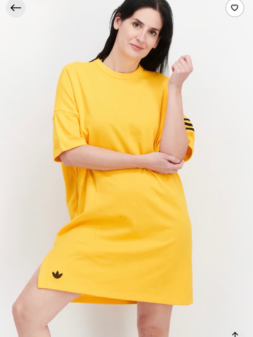 adidas Yellow Oversized Trefoil Tee Dress with Black Accents